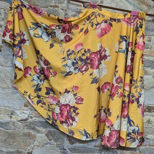 ModCloth XS Myrtlewood Ikebana yellow floral circle skirt